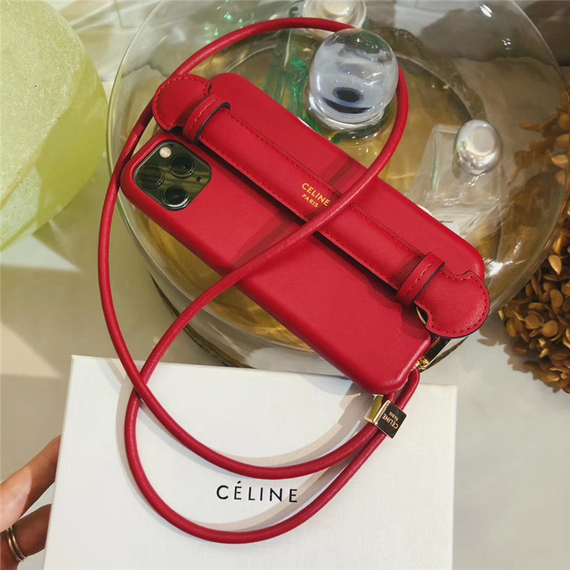 iphone17/17pro max ケース セリーヌ スーパー コピー アイフォン16/15pro max カバー ベルト付き CELINE iphone ケース 14pro ラムスキン iphone13/12 携帯カバー 首掛け スマホケース ブランド レディース