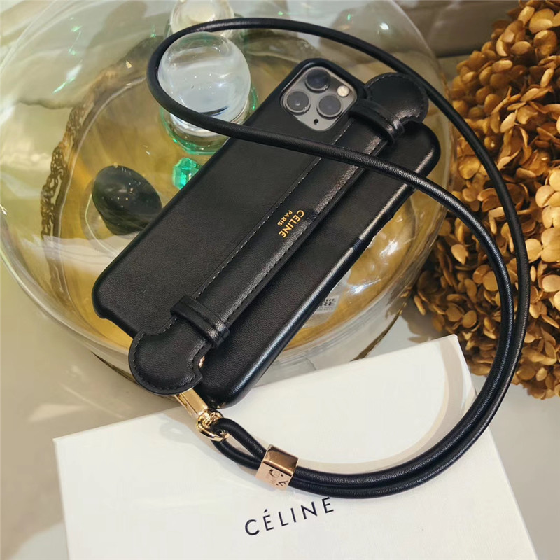 iphone17/17pro max ケース セリーヌ スーパー コピー アイフォン16/15pro max カバー ベルト付き CELINE iphone ケース 14pro ラムスキン iphone13/12 携帯カバー 首掛け スマホケース ブランド レディース