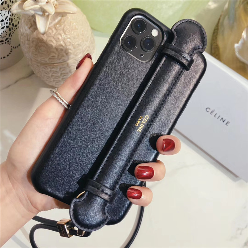 iphone17/17pro max ケース セリーヌ スーパー コピー アイフォン16/15pro max カバー ベルト付き CELINE iphone ケース 14pro ラムスキン iphone13/12 携帯カバー 首掛け スマホケース ブランド レディース