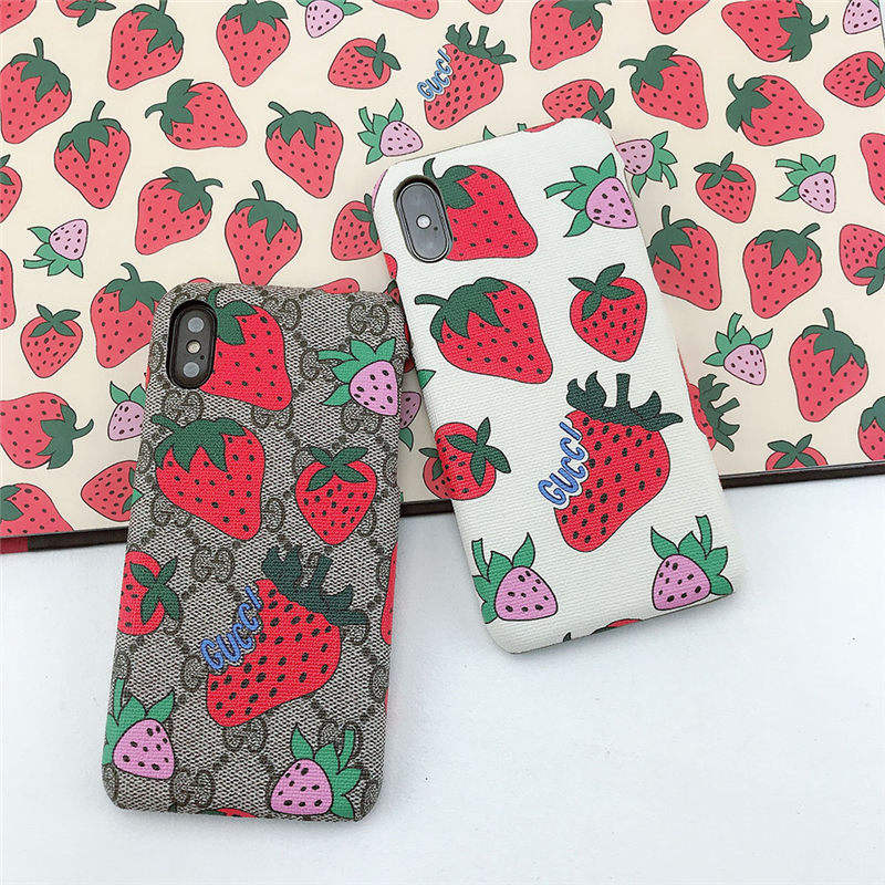 Gucci パロディ Iphone14 14pro 12pro Max ケース イチゴ柄 アイフォン12 12プロカバー おもしろ 可愛い