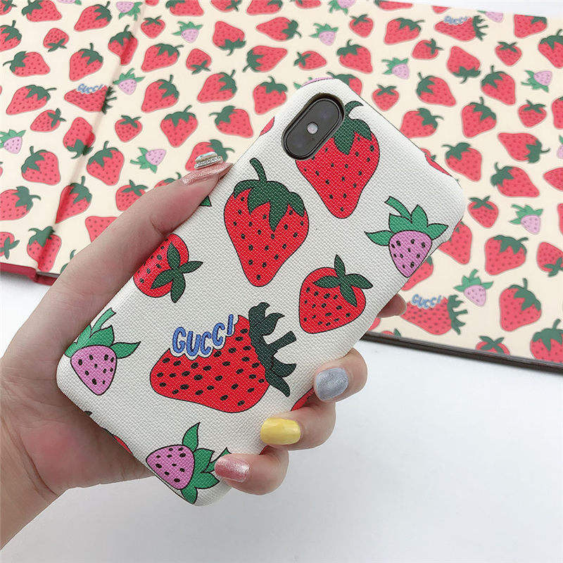 Gucci パロディ Iphone14 14pro 12pro Max ケース イチゴ柄 アイフォン12 12プロカバー おもしろ 可愛い