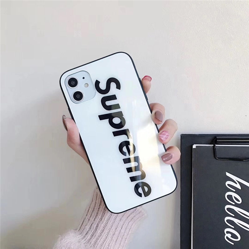 supreme コピー iphone15/14pro maxケース シンプル シュプリーム 携帯ケース iphone13 背面 ガラス