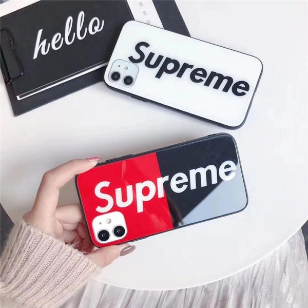 supreme コピー iphone15pro max/14proケース シンプル シュプリーム 携帯ケース iphone13/12 背面 ガラス アイフォン11/11プロ カバー ストリート系 iphonexs max ハードケース かっこいい iphonexr/x スマホカバー 激安