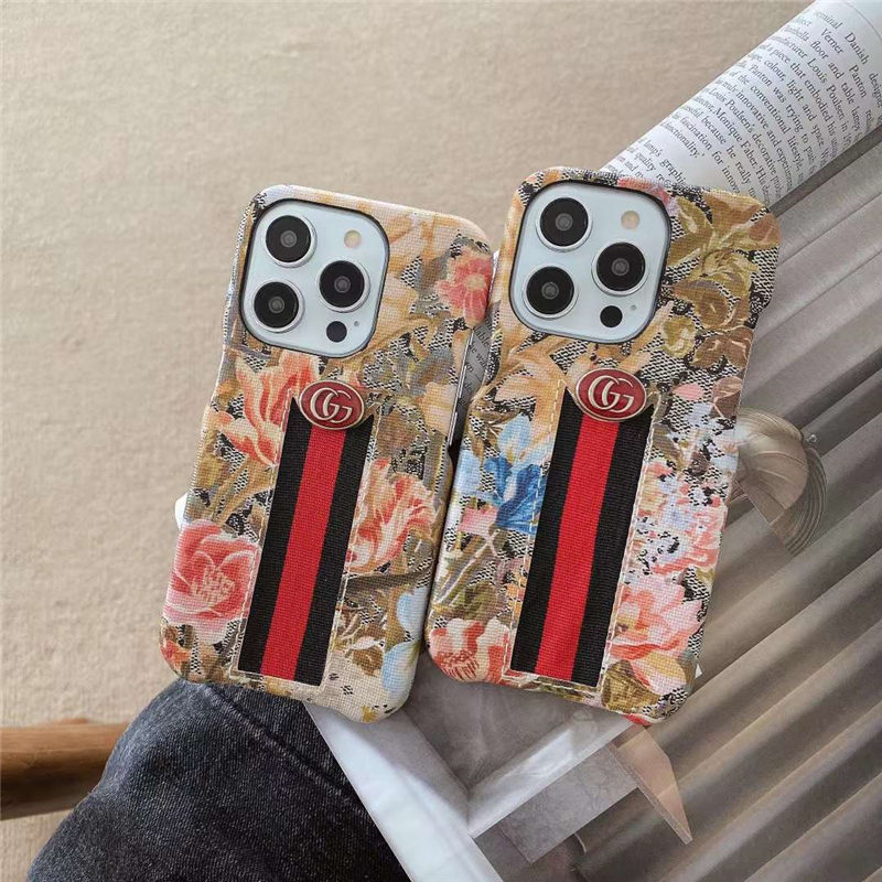 gucci パロディ iphone15/14pro/13pro max ケース イチゴ柄 アイフォン