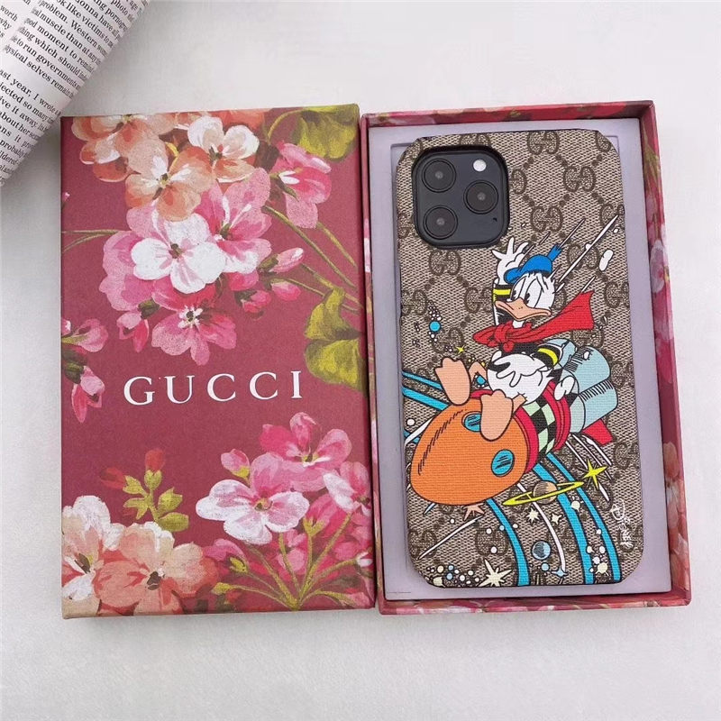 iphone15/15proケース グッチ ドナルド ダック iphone14pro/13 ケース 可愛い Disney x Gucci  アイフォン12カバー お揃い