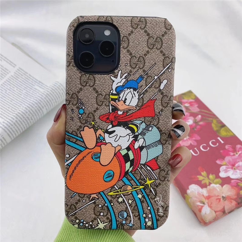 iphone15/15proケース グッチ ドナルド ダック iphone14pro/13 ケース 可愛い Disney x Gucci  アイフォン12カバー お揃い