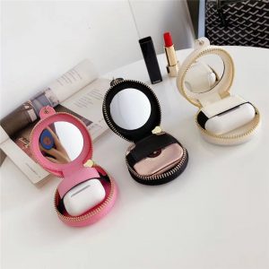 シャネル 風 air pods イヤホンカバー 可愛い chanel ワイヤレスイヤホンケース 手作り ミラー付き エアポッツケース ブランド カラビナ 汎用 イヤホン収納 レディース シャネル プレゼント おすすめ