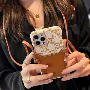 アイフォン16/16plus ケース セリーヌ 通販 iphone15pro max/14ケース カード収納 celine スマホケース ショルダー パロディ風 iphone13 ケース 便利 機能