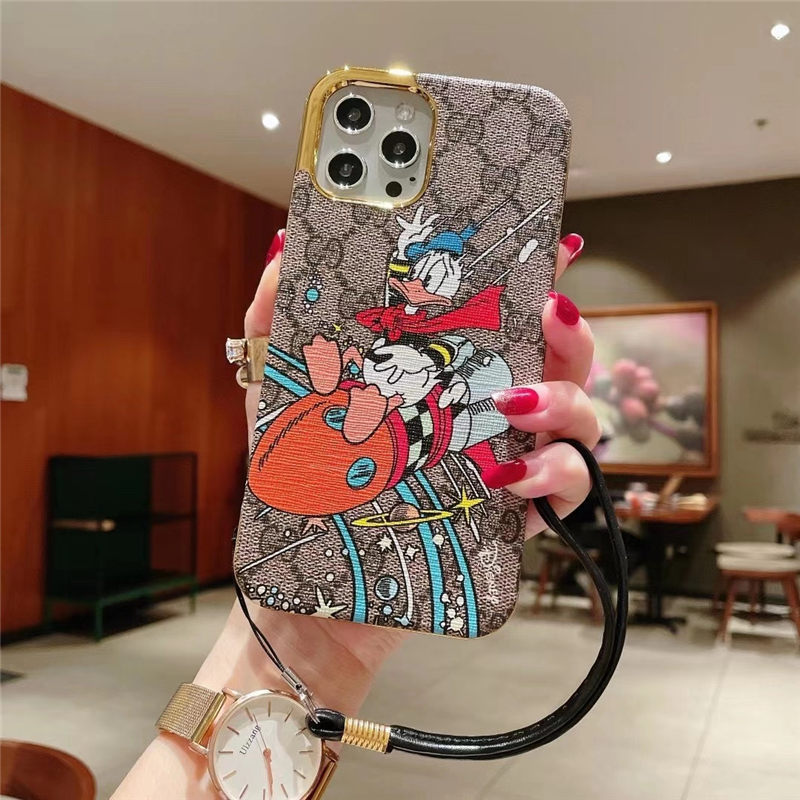 gucci ドナルド iphone15/15pro/14ケース ストラップ アイフォン13pro