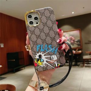 iphone16/16proケース gucci ドナルド iphone15/14pro max/13ケース メッキ ストラップ アイフォン12pro/11pro マックス カバー ペア ディズニー iphonexs/xr スマホカバー キャラクター おもしろ