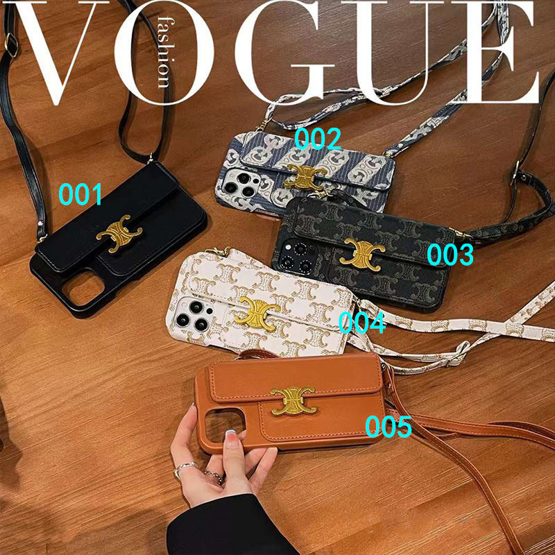 iphone16/16pro ショルダー ケース セリーヌ コピー アイフォン15pro/14 カバー カード収納 celine iphone13/11pro ケース韓国 女子 人気