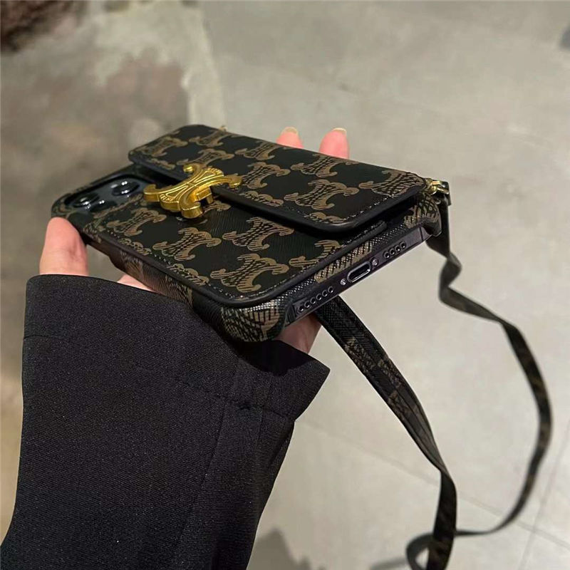 iphone16/16pro ショルダー ケース セリーヌ コピー アイフォン15pro/14 カバー カード収納 celine iphone13/11pro ケース韓国 女子 人気