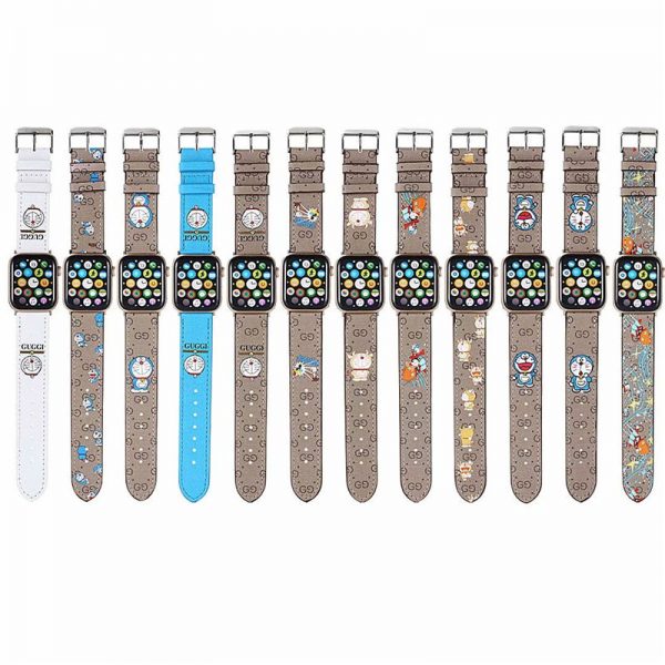 グッチ ドラえもん アップル ウォッチ バンド かわいい apple watch レザー バンド 女性 人気 GUCCI風 apple watch ベルト ブランド 時計ベルト 交換