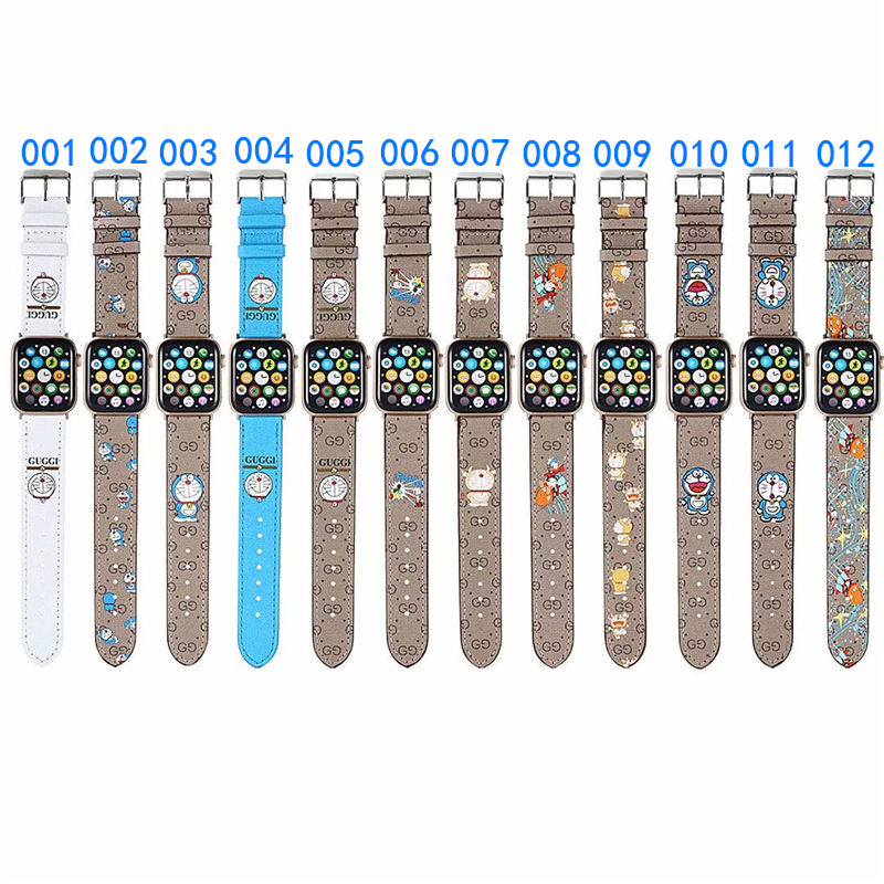 グッチ ドラえもん アップル ウォッチ バンド かわいい apple watch レザー バンド 女性 人気 GUCCI風 apple watch ベルト ブランド 時計ベルト 交換