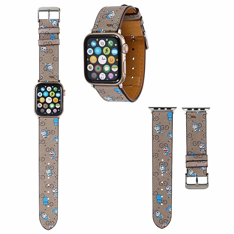 グッチ ドラえもん アップル ウォッチ バンド かわいい apple watch レザー バンド 女性 人気 GUCCI風 apple watch ベルト ブランド 時計ベルト 交換