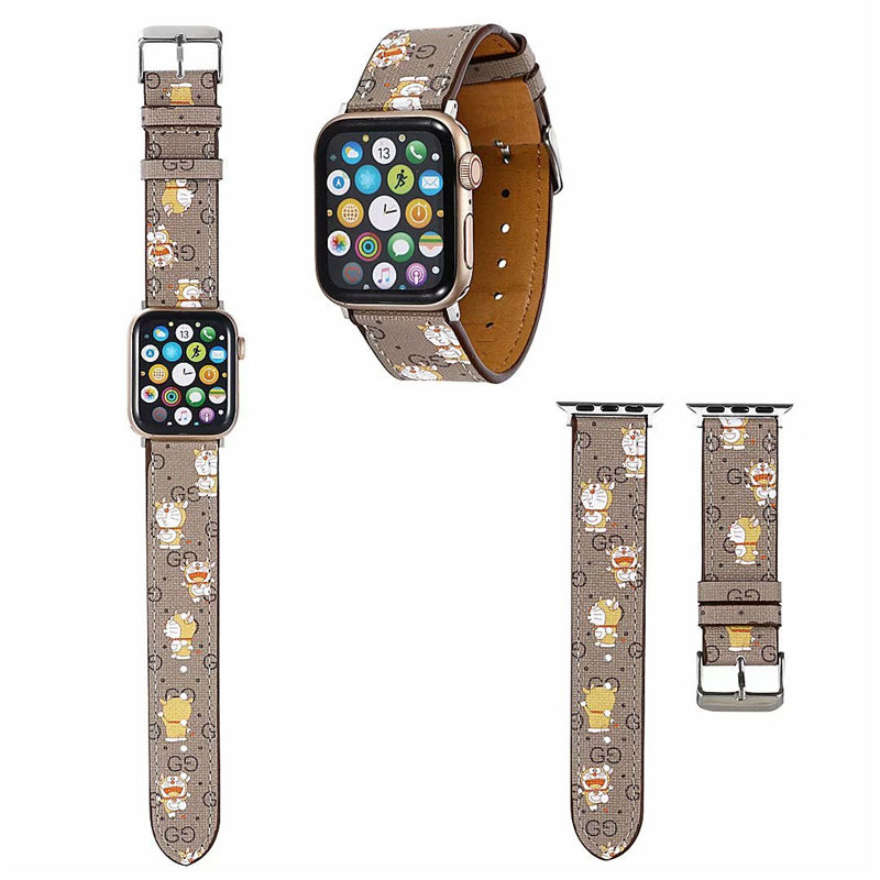 グッチ ドラえもん アップル ウォッチ バンド かわいい apple watch レザー バンド 女性 人気 GUCCI風 apple watch ベルト ブランド 時計ベルト 交換
