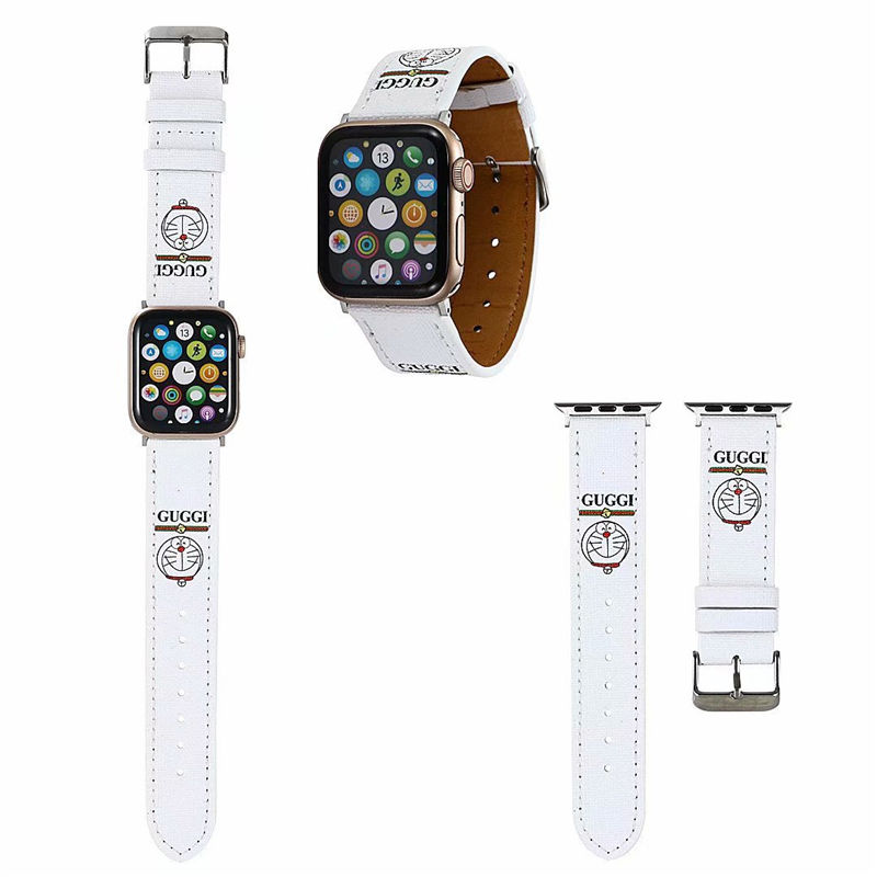 グッチ ドラえもん アップル ウォッチ バンド かわいい apple watch レザー バンド 女性 人気 GUCCI風 apple watch ベルト ブランド 時計ベルト 交換