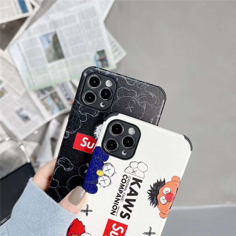 Iphone13 ケース キャラクター Supreme Kaws アイフォン12 12プロカバー ペア 韓国