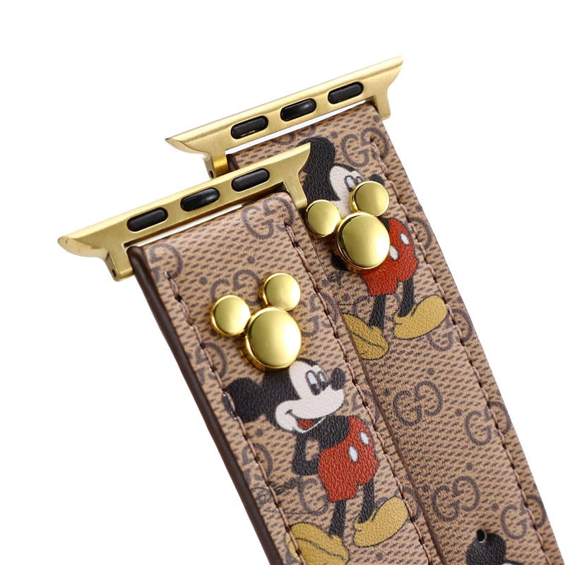 ディズニー アップル ウォッチ バンド グッチ ミッキー apple watch バンド 可愛い リベット スマート ウォッチ 替え バンド Apple Watch3 4 5 se 時計 革 ベルト ハイブランド プチギフト