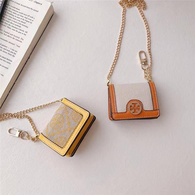 トリーバーチパロディ イヤホンケース 女子 お洒落 airpods1/2ケース チェーン TORY BURCH ワイヤレス イヤホン ポーチ 落下防止 ちょっとした プレゼント 安い