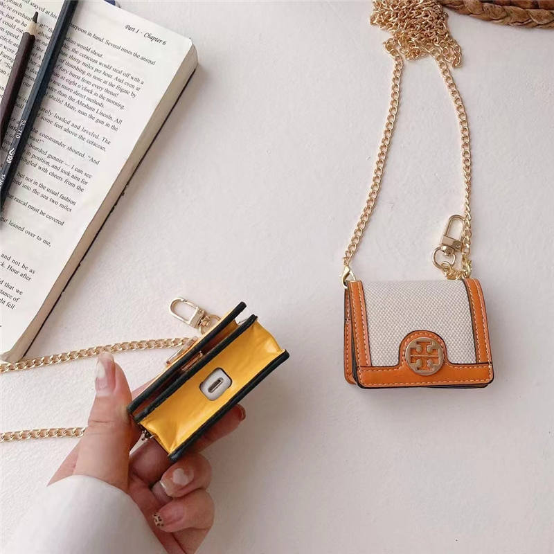 トリーバーチパロディ イヤホンケース 女子 お洒落 airpods1/2ケース チェーン TORY BURCH ワイヤレス イヤホン ポーチ 落下防止 ちょっとした プレゼント 安い