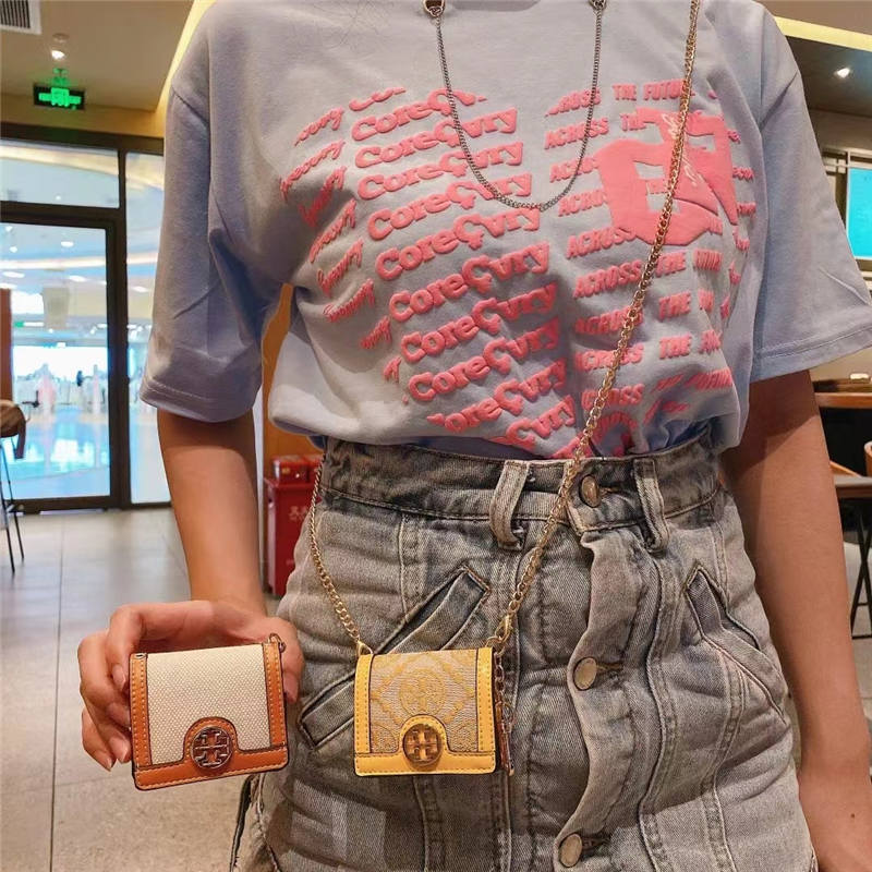 トリーバーチパロディ イヤホンケース 女子 お洒落 airpods1/2ケース チェーン TORY BURCH ワイヤレス イヤホン ポーチ 落下防止 ちょっとした プレゼント 安い