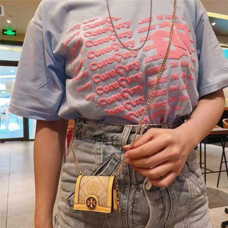 トリーバーチパロディ イヤホンケース 女子 お洒落 airpods1/2ケース チェーン TORY BURCH ワイヤレス イヤホン ポーチ 落下防止 ちょっとした プレゼント 安い