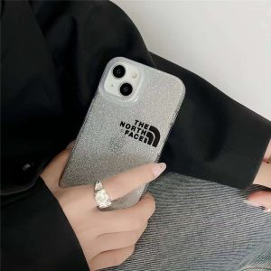 ノースフェイス iphone15/14/14pro ケース 透明 iphone13pro max/12/12pro クリアケース キラキラ シート付き north faceロゴ アイフォン11pro ソフトカバー ペア おしゃれ