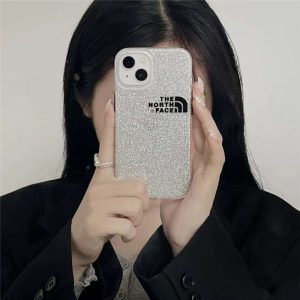 ノースフェイス iphone15/14/14pro ケース 透明 iphone13pro max/12/12pro クリアケース キラキラ シート付き north faceロゴ アイフォン11pro ソフトカバー ペア おしゃれ