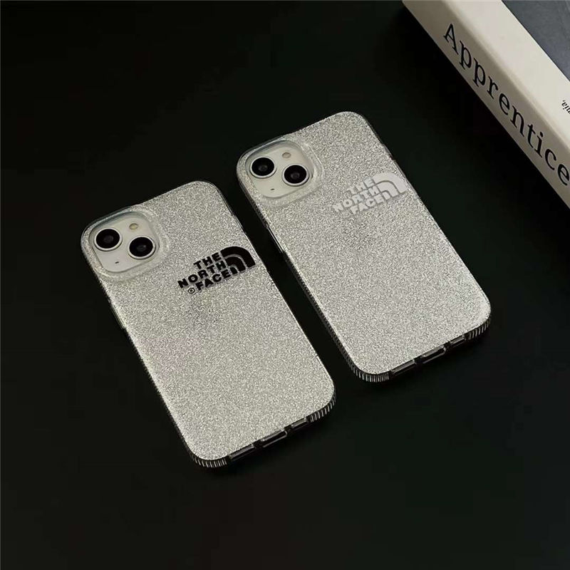 ノースフェイス iphone15/14/14pro ケース 透明 iphone13pro max/12/12pro クリアケース キラキラ シート付き north faceロゴ アイフォン11pro ソフトカバー ペア おしゃれ