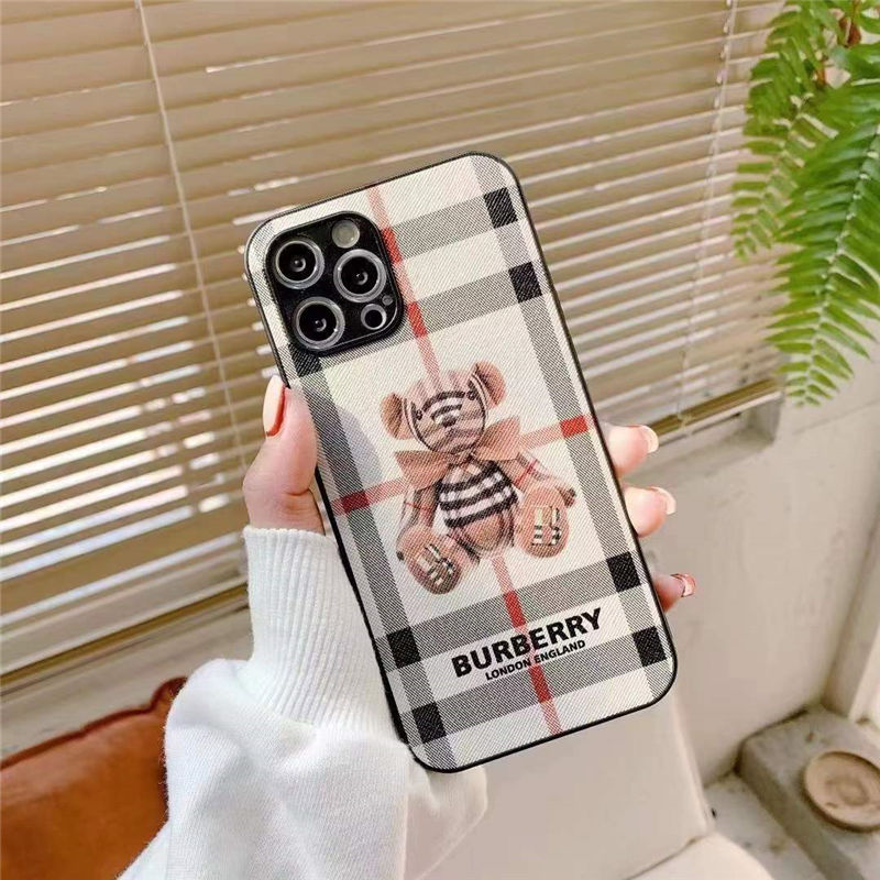 Burberry スマホケース Iphone13 13mini 大人っぽい バーバリー風 Iphone12 ケース クマ チェック柄