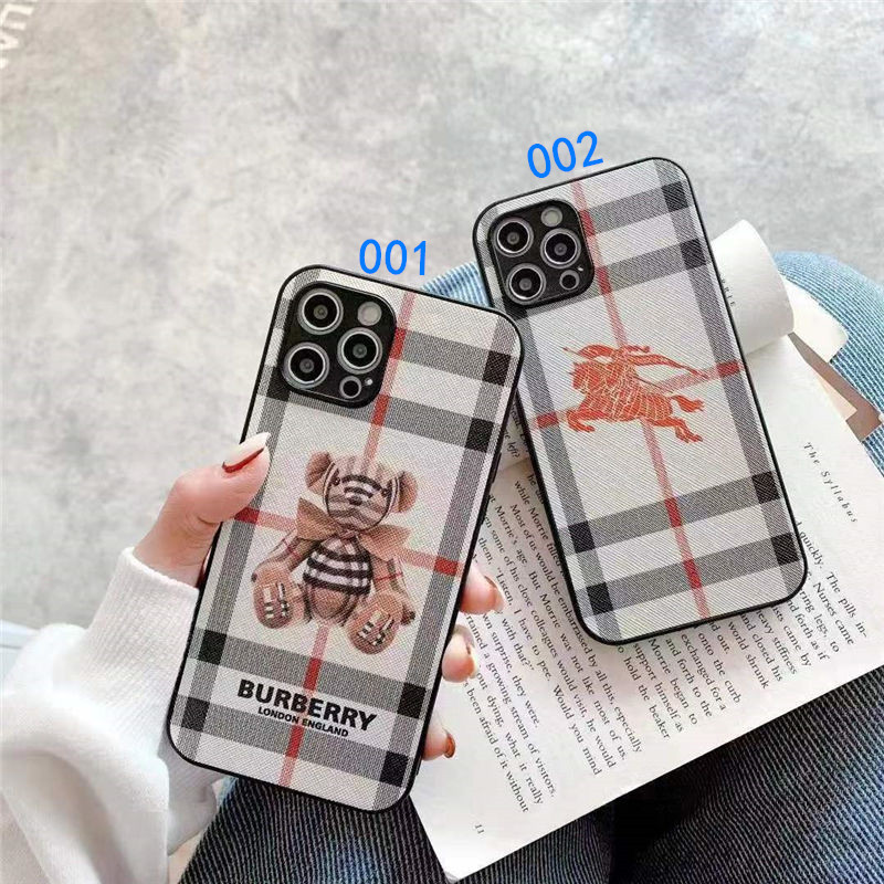 Burberry スマホケース Iphone13 13mini 大人っぽい バーバリー風 Iphone12 ケース クマ チェック柄