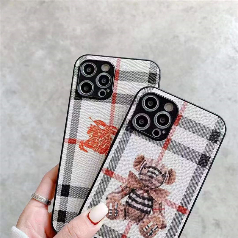 Burberry スマホケース Iphone13 13mini 大人っぽい バーバリー風 Iphone12 ケース クマ チェック柄