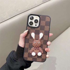 ルイヴィトン iphone16/16proケース ダミエ柄 ウサギ iphone15/14pro 