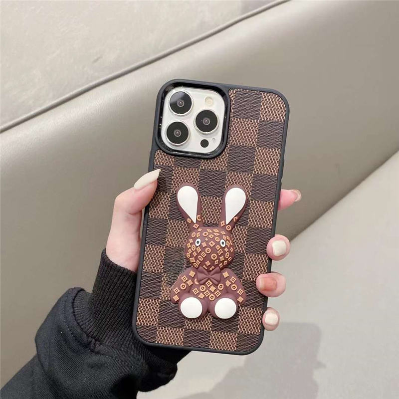 ルイヴィトン iphone13ケース ダミエ柄 ウサギ iphone13pro/12/11 ケース ブランド可愛い
