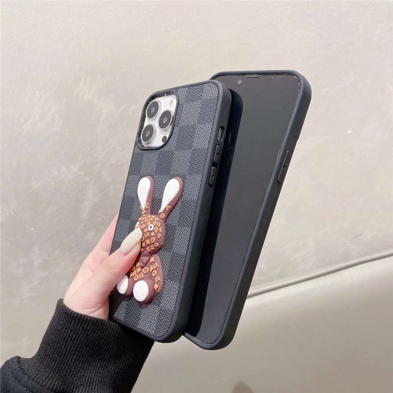 ルイヴィトン iphone16/16proケース ダミエ柄 ウサギ iphone15/14pro 