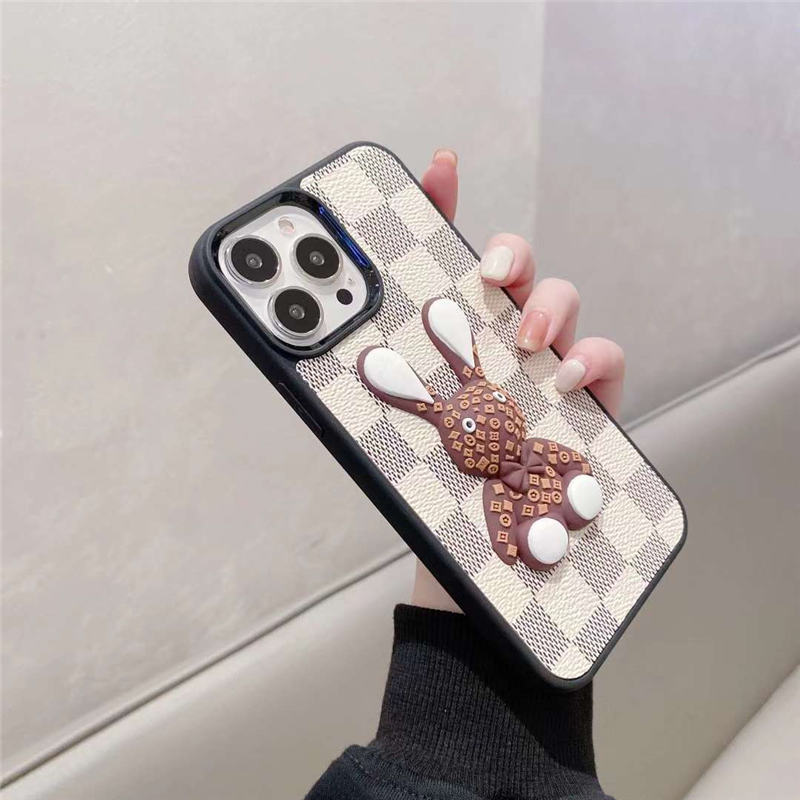 ルイヴィトン iphone16/16proケース ダミエ柄 ウサギ iphone15/14pro 
