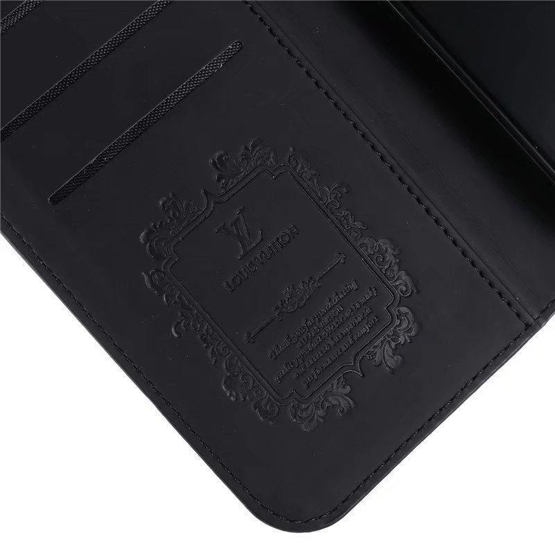 LOUIS VITTONブラックレザー風 手帳型ケース ヴィトン風 iphone16/16proケース 手帳型 おしゃれ iphone15pro