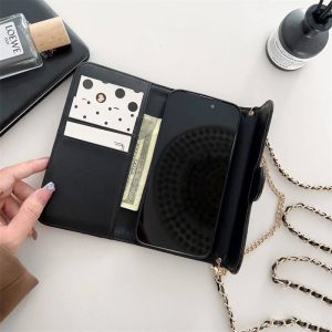 chanel iphone17/17pro 手帳 型 ケース 大人 女子 シャネル風 iphone16pro/15 ケース ハイブランド スマートホン iphone14 iphone13 携帯ケース チェーン付き pu レザー スマホケース