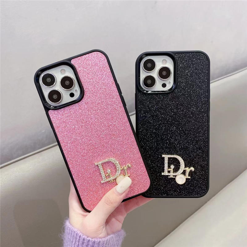 美品 ディオール カナージュ 14 Pro iPhoneケース チェーン 黒