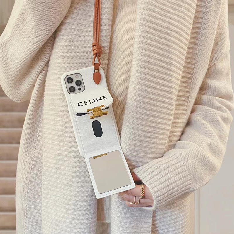 celine スマホケース 首 から 下げる かわいい セリーヌ風 iphone16/16pro ケース カード収納 おしゃれ iphone15pro max/14/13pro カバー 大人 高級 アイフォンx/xs max レザーケース 韓国