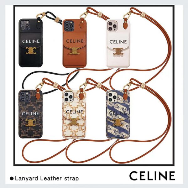 celine スマホケース 首 から 下げる かわいい セリーヌ風 iphone15/15pro ケース カード収納 おしゃれ iphone14pro max/13/12pro カバー 大人 高級 アイフォンx/xs max レザーケース 韓国