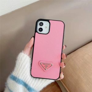 iphone15pro/15promax レザーケース 耐衝撃 prada 三角プレート 