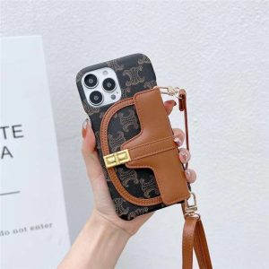 セリーヌ iPhone14/13ケース 財布 ショルダーバッグ キャップ ベルト セリーヌ iphone 14/13mini 携帯カバー 取り外しストラップ