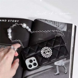 シャネル iphone15/15プロ ケース カード 収納 iphone14plus/14promax ケース パールチェーン chanel風 iphone13/12 カバー かわいい