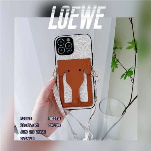 箱付き】LOEWE 象デザイン ネイビー iPhone13 ケース レザー製