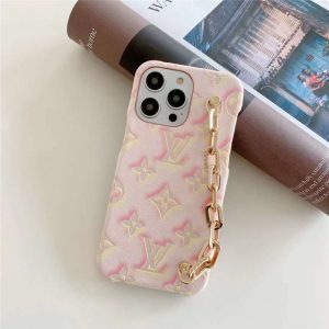Louis Vuitton iPhone14pro用ケース レザー ヴィトン iphone14/14pro 携帯ケース チェーン ブランド