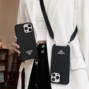 プラダ iphone17pro/16proケース ショルダー prada iphone15 黒 女子 