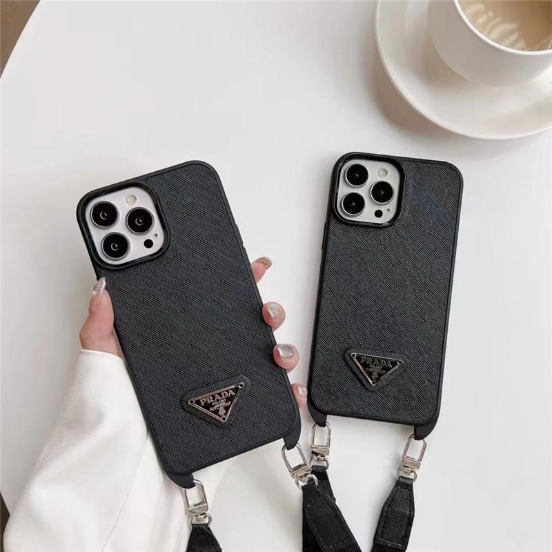 プラダ iphone17pro/16proケース ショルダー prada iphone15 黒 女子 