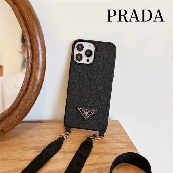 プラダ iphone15pro/14proケース ショルダー prada iphone 黒 女子 ケース ストラップ付き iphone14/14proケース ブランド iphone13/12promaxケース レディース メンズ